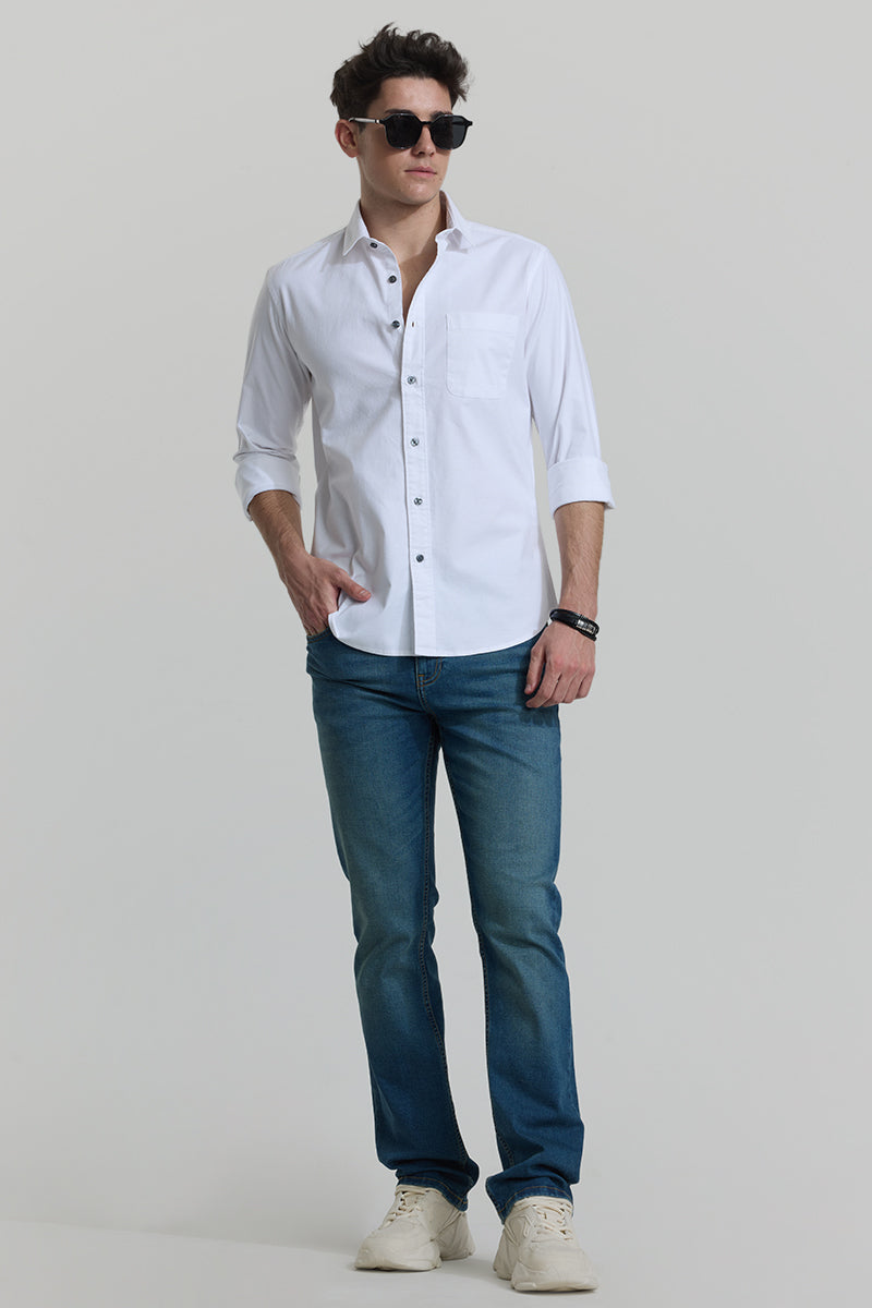 White Slim Fit Shirt For Men