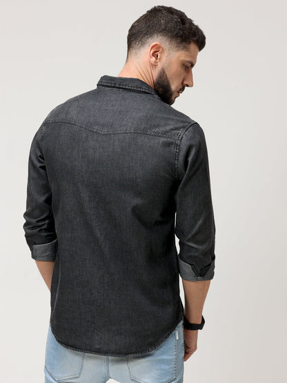 Black Washed Denim Shirt