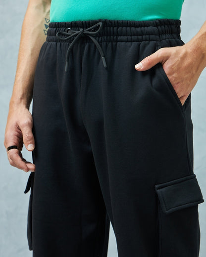 Men's Black Super Loose Fit Cargo Joggers