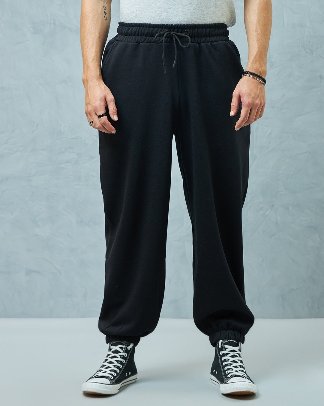 Men's Black Super Loose Fit Joggers