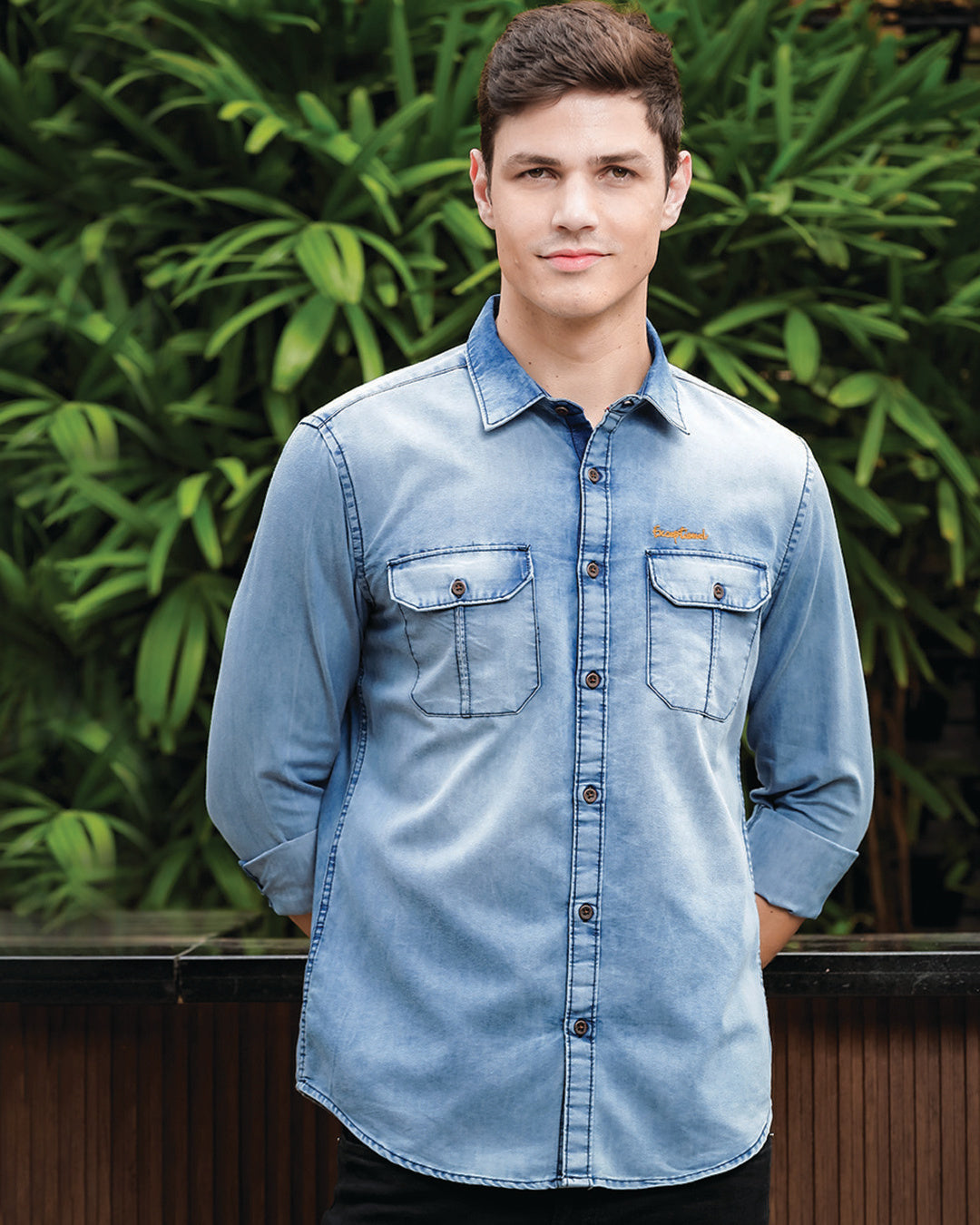 Men's Slate Blue Washed Denim Shirt