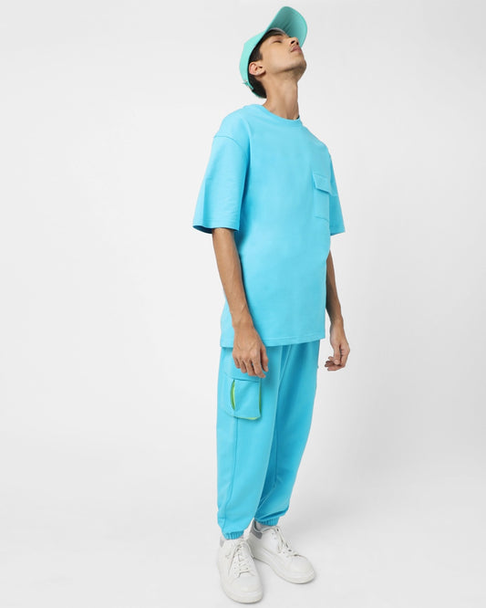 Men's Upbeat Blue T-shirt & Jogger Oversized Co-ord