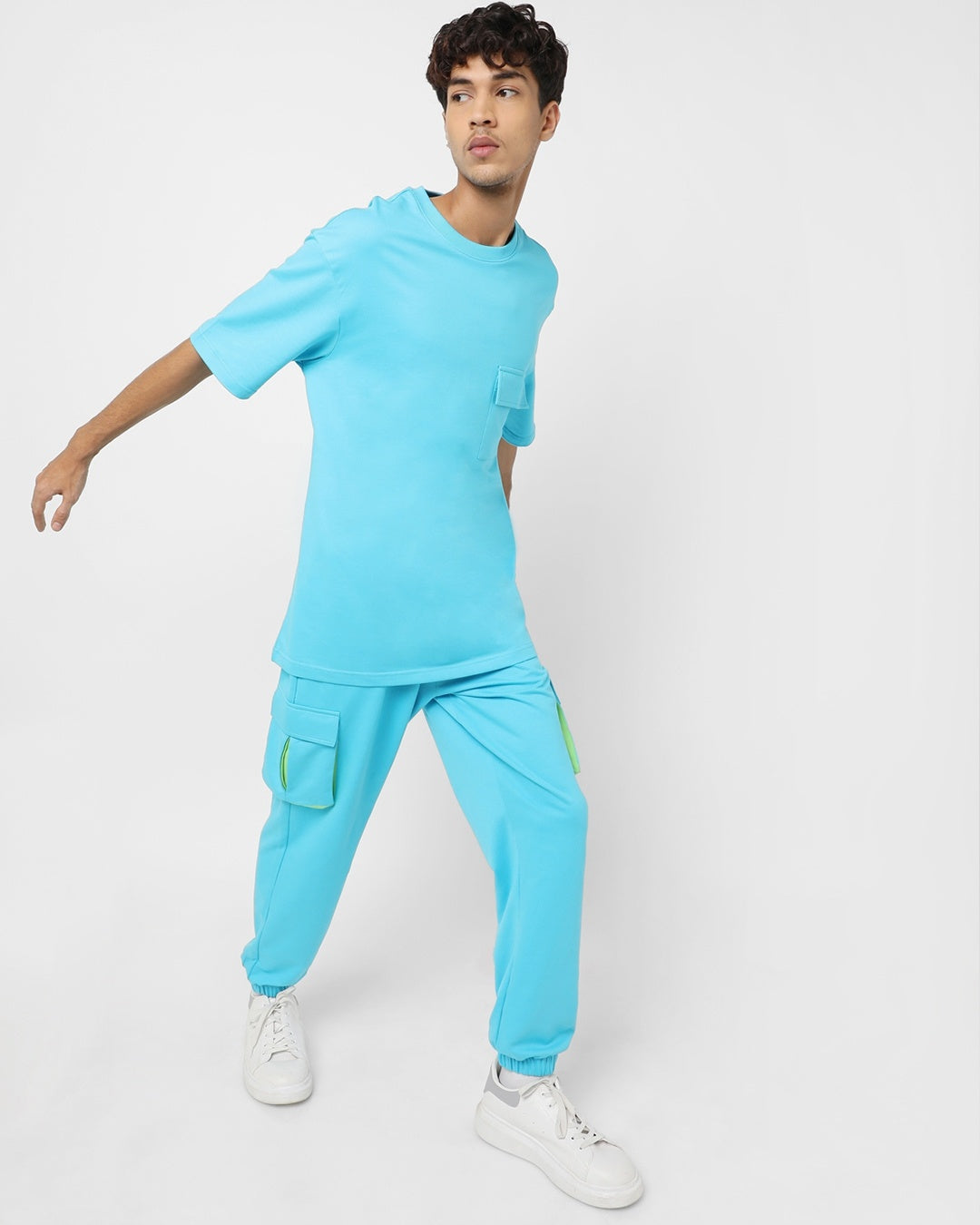 Men's Upbeat Blue T-shirt & Jogger Oversized Co-ord