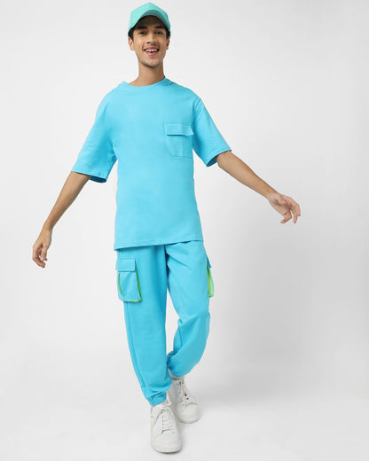 Men's Upbeat Blue T-shirt & Jogger Oversized Co-ord